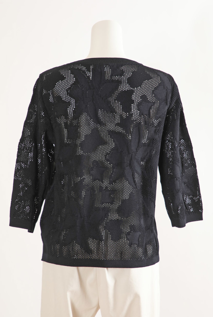 THE IMPORT 睡蓮　ネイビー チロリアンニット 花柄 SZ8 THE IMPORT 睡蓮 ネイビー チロリアンニット 花柄 SZ8 Se ninon